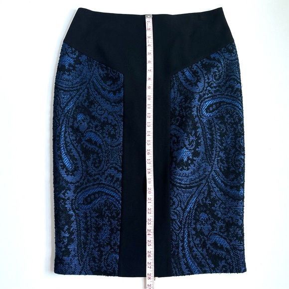 Ted Baker Carron Jacquard Wool Blend Midi Pencil Skirt Size 5 Blue & Black - Picture 9 of 17